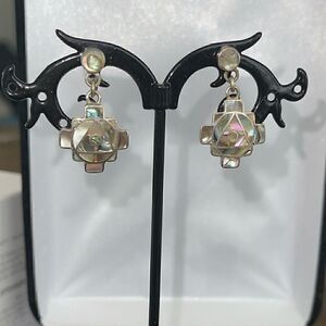 Sterling silver shell cross abalone earrings